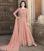 Dark-peach crystals georgette salwar
