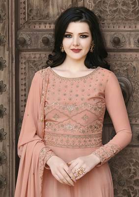 Dark-peach crystals georgette salwar kameez 2