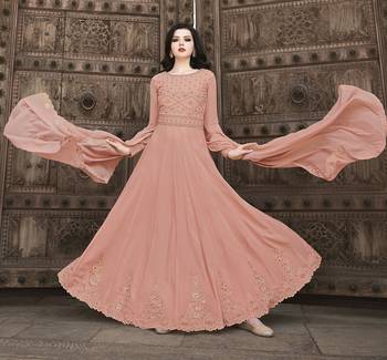Dark-peach crystals georgette salwar kameez 3