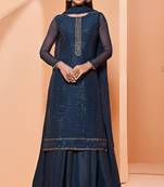 Blue thread embroidery pure georgette salwar