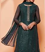 Dark-green thread embroidery pure georgette salwar