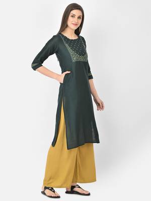 Span Green Embroidered Straight Kurta 2