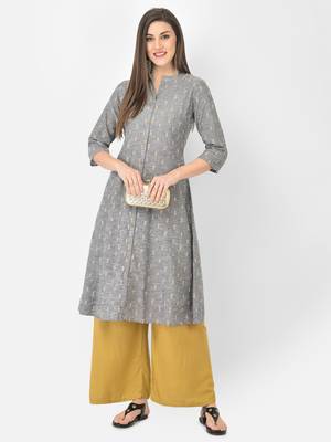 Span Grey Printed A-Line Kurta 1