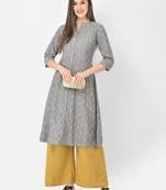 Span Grey Printed A-Line Kurta