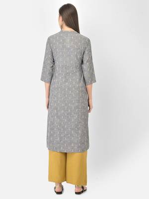 Span Grey Printed A-Line Kurta 4