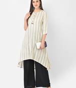 Span White Printed A-Line Kurta
