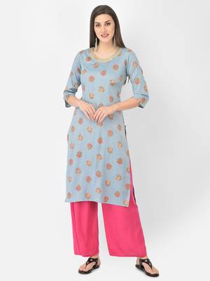 Span Grey Embroidered Straight Kurta 1