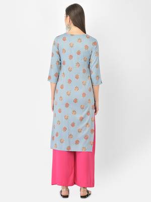 Span Grey Embroidered Straight Kurta 4