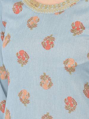 Span Grey Embroidered Straight Kurta 5