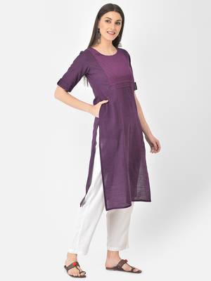 Span Purple Embroidered Straight Kurta 2
