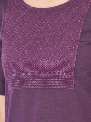 Span Purple Embroidered Straight Kurta 5