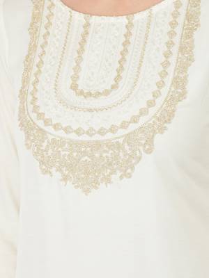 Span White Embroidered Straight Kurta 5