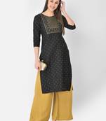 Span Black Embroidered Straight Kurta
