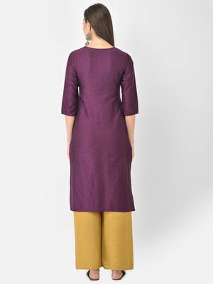 Span Purple Embroidered Straight Kurta 4