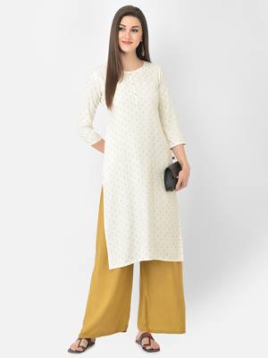 Span White Printed Straight Kurta 1