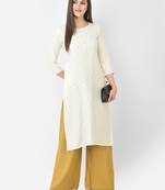 Span White Printed Straight Kurta