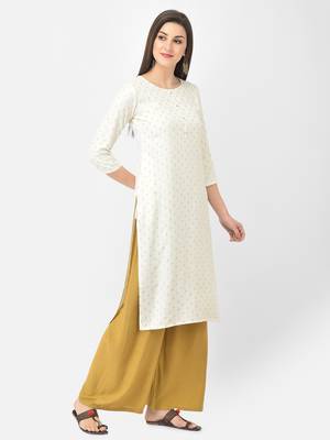 Span White Printed Straight Kurta 2