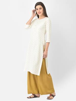 Span White Printed Straight Kurta 3