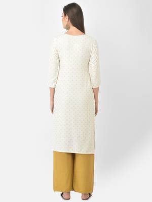 Span White Printed Straight Kurta 4