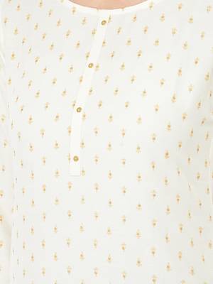 Span White Printed Straight Kurta 5