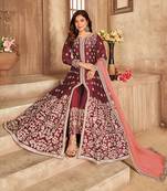Maroon embroidered art silk salwar