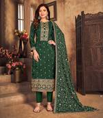 Dark-green resham embroidery viscose salwar
