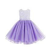 Baby Girl's Round Neck Frock Purple Dress(WLT-1095_1-2 Years)