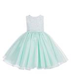Baby Girl's Round Neck Frock Green Dress(WLT-1096_1-2 Years)
