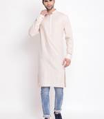 Brown Plain Blended Cotton Men-Kurtas