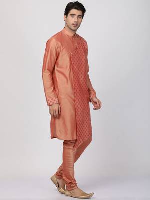 Pink Plain Blended Cotton Kurta-Pajama 2