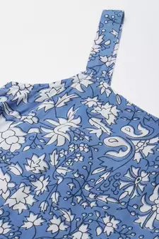 Blue printed cotton long-dresses
