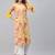 Yellow printed cotton ethnic-kurtis
