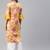 Yellow printed cotton ethnic-kurtis