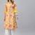 Yellow printed cotton ethnic-kurtis