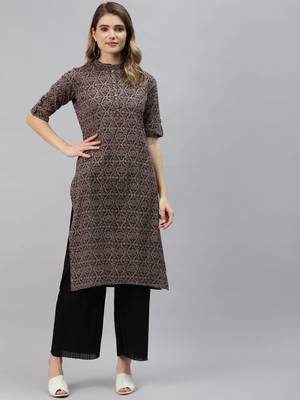 Black printed cotton ethnic-kurtis 1