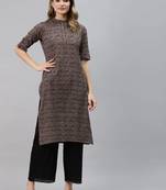 Black printed cotton ethnic-kurtis