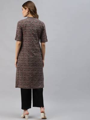 Black printed cotton ethnic-kurtis 4