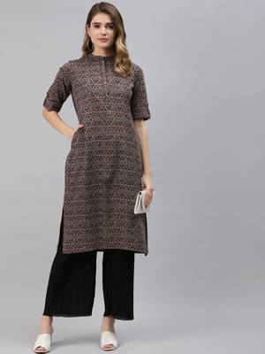 Black printed cotton ethnic-kurtis 5