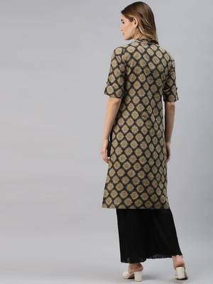 Black printed cotton ethnic-kurtis 4