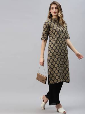 Black printed cotton ethnic-kurtis 5
