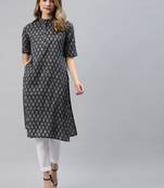 Blue printed cotton ethnic-kurtis