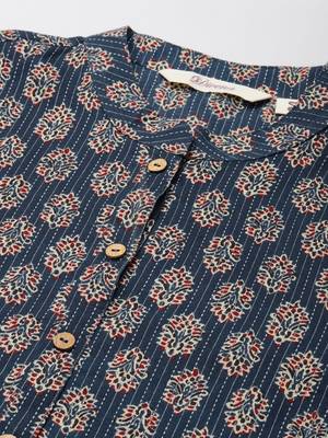 Blue printed cotton ethnic-kurtis 2