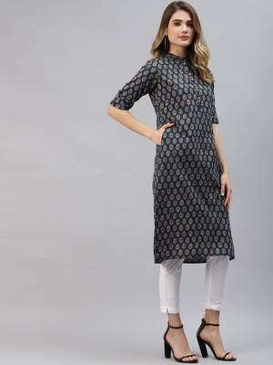 Blue printed cotton ethnic-kurtis 3