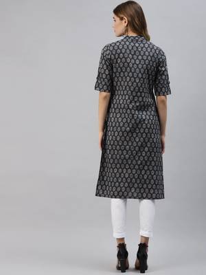 Blue printed cotton ethnic-kurtis 4