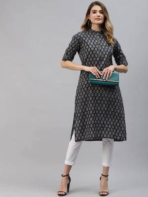 Blue printed cotton ethnic-kurtis 5