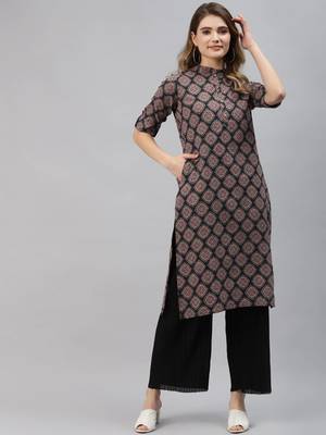 Black printed cotton ethnic-kurtis 1