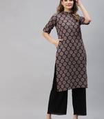 Black printed cotton ethnic-kurtis
