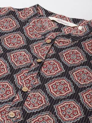 Black printed cotton ethnic-kurtis 2