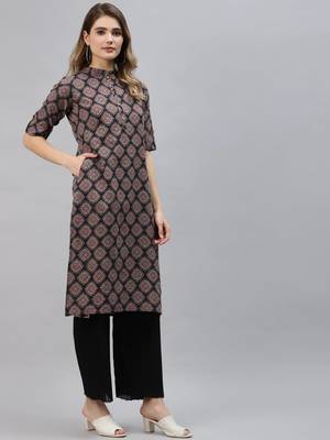 Black printed cotton ethnic-kurtis 3