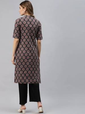 Black printed cotton ethnic-kurtis 4
